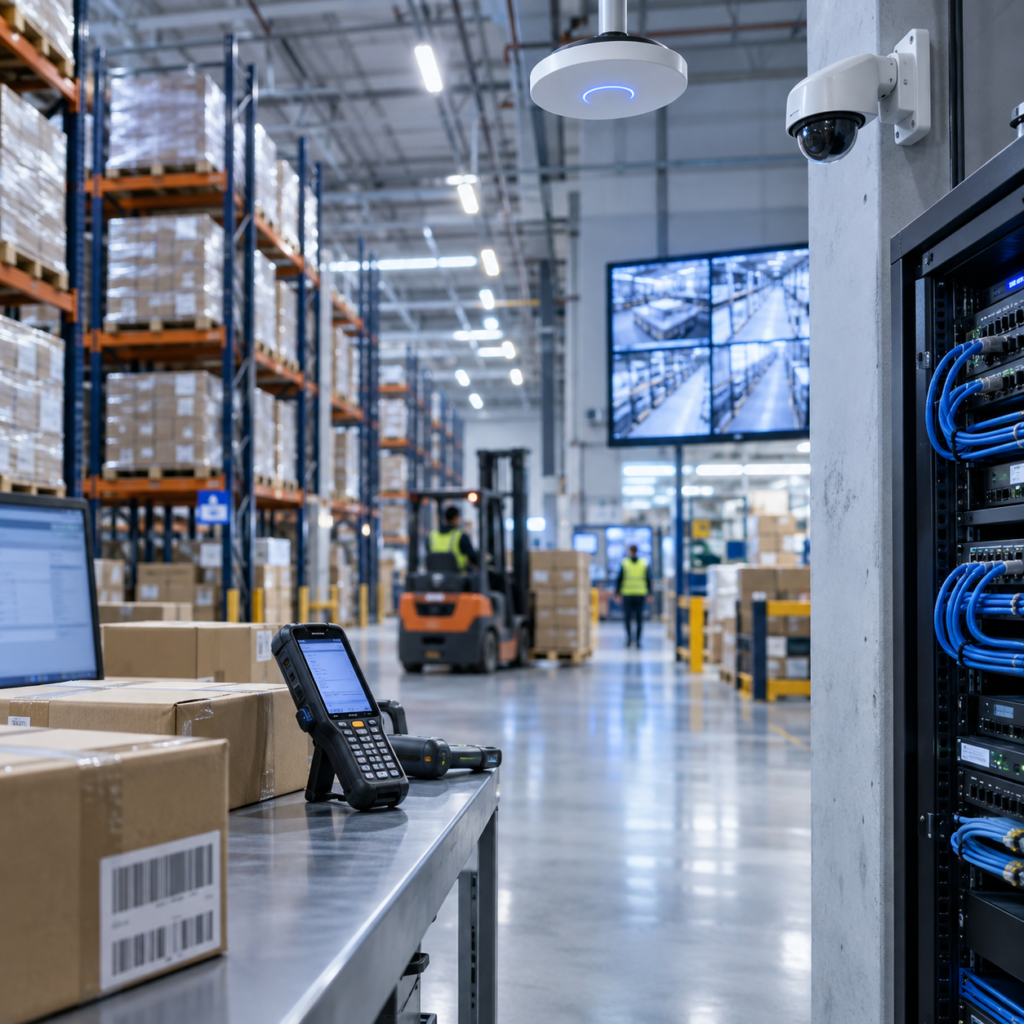 Infraestructura tecnológica para almacenes y centros de distribución con Wi-Fi, CCTV, red y equipos de operación
